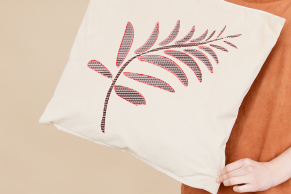 Brown Maroon Leaf Embroidery